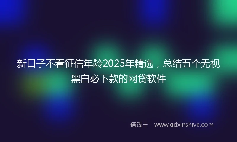 新口子不看征信年龄2025年精选，总结五个无视黑白必下款的网贷软件