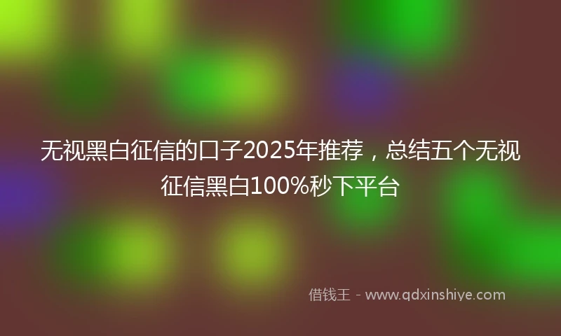 无视黑白征信的口子2025年推荐，总结五个无视征信黑白100%秒下平台