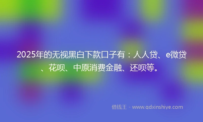 2025年的无视黑白下款口子有：人人贷、e微贷、花呗、中原消费金融、还呗等。