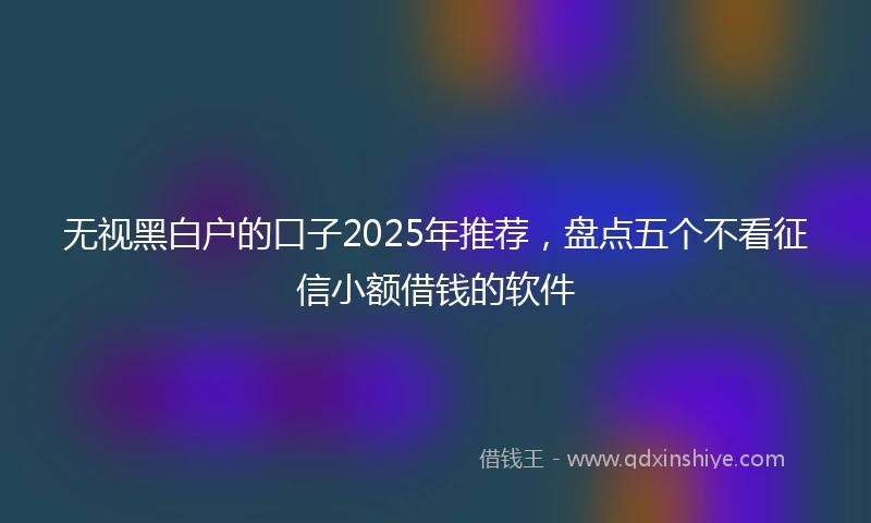 无视黑白户的口子2025年推荐，盘点五个不看征信小额借钱的软件