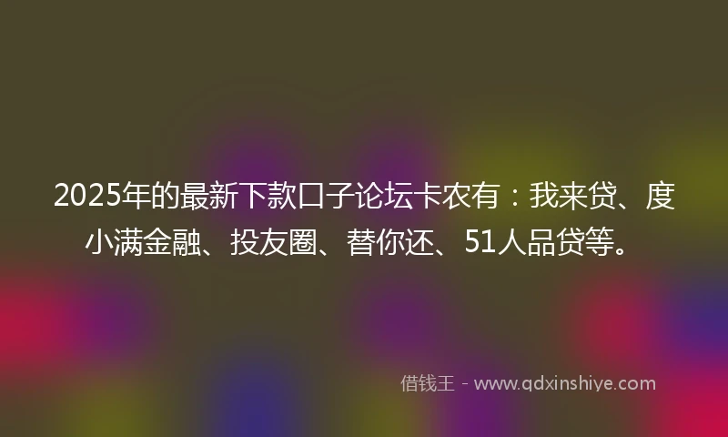 2025年的最新下款口子论坛卡农有：我来贷、度小满金融、投友圈、替你还、51人品贷等。