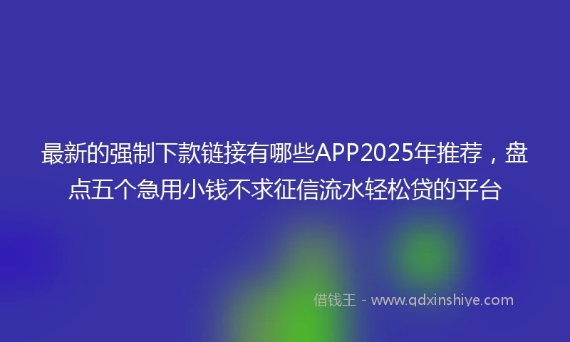 最新的强制下款链接有哪些APP2025年推荐，盘点五个急用小钱不求征信流水轻松贷的平台