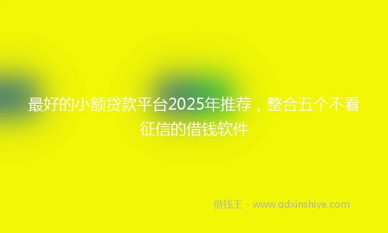 最好的小额贷款平台2025年推荐，整合五个不看征信的借钱软件