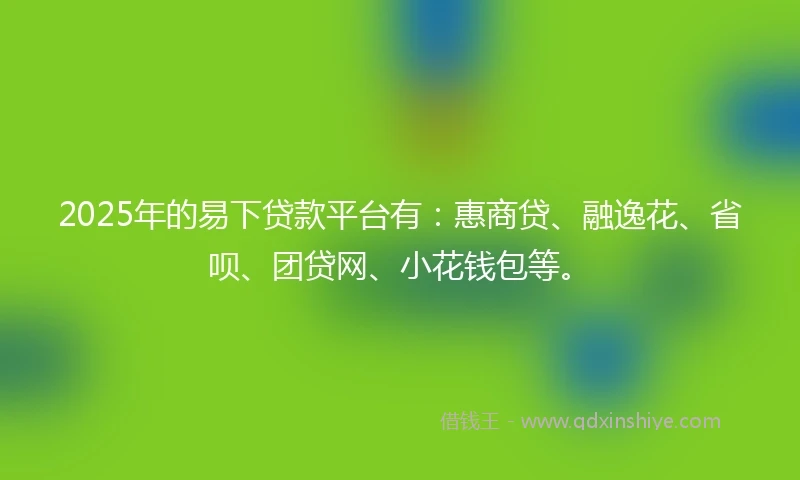 2025年的易下贷款平台有：惠商贷、融逸花、省呗、团贷网、小花钱包等。