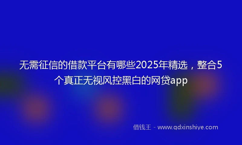 无需征信的借款平台有哪些2025年精选，整合5个真正无视风控黑白的网贷app