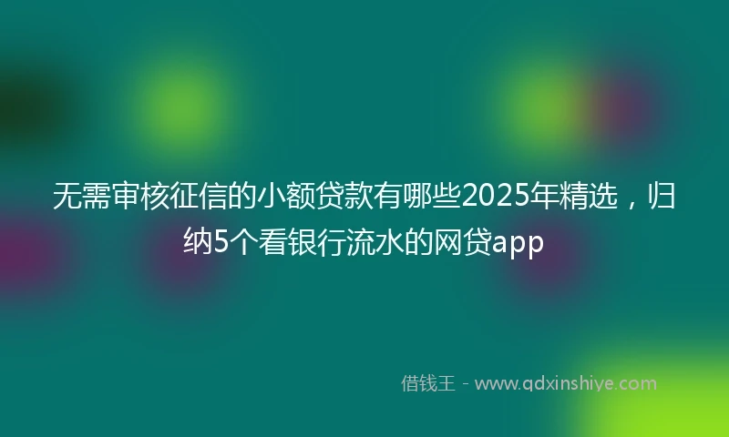 无需审核征信的小额贷款有哪些2025年精选，归纳5个看银行流水的网贷app