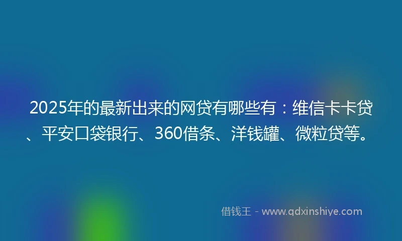 2025年的最新出来的网贷有哪些有：维信卡卡贷、平安口袋银行、360借条、洋钱罐、微粒贷等。