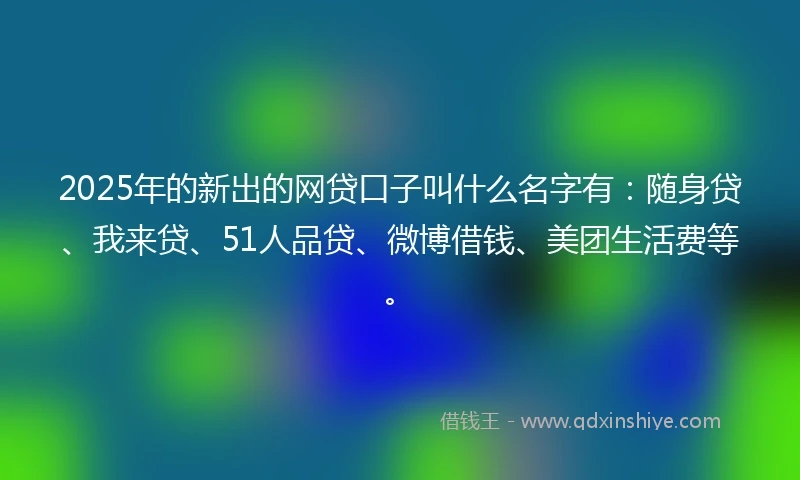 2025年的新出的网贷口子叫什么名字有：随身贷、我来贷、51人品贷、微博借钱、美团生活费等。