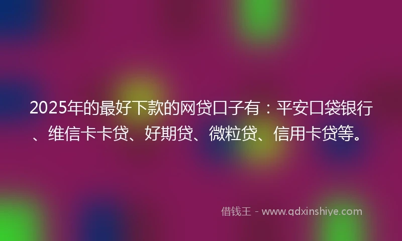 2025年的最好下款的网贷口子有：平安口袋银行、维信卡卡贷、好期贷、微粒贷、信用卡贷等。