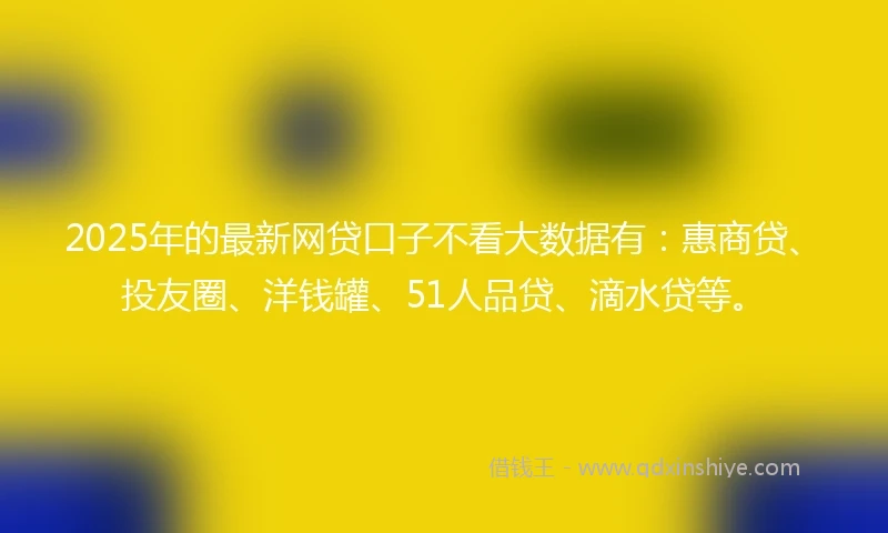 2025年的最新网贷口子不看大数据有：惠商贷、投友圈、洋钱罐、51人品贷、滴水贷等。