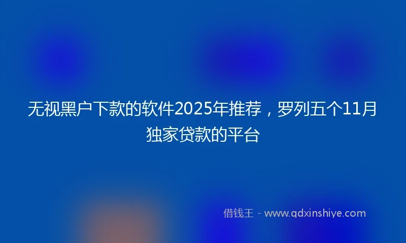 无视黑户下款的软件2025年推荐，罗列五个11月独家贷款的平台
