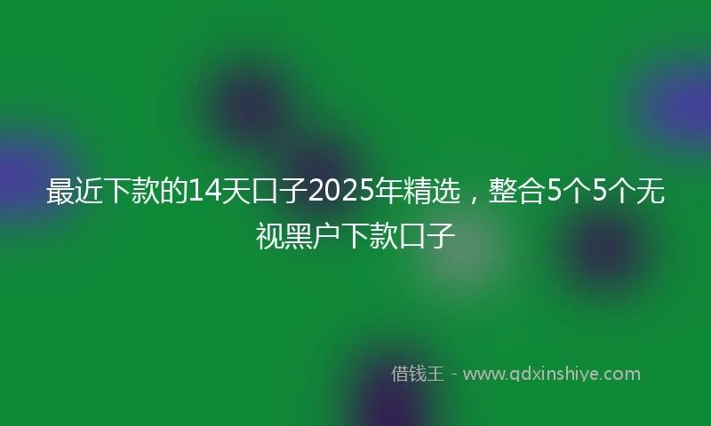 最近下款的14天口子2025年精选，整合5个5个无视黑户下款口子