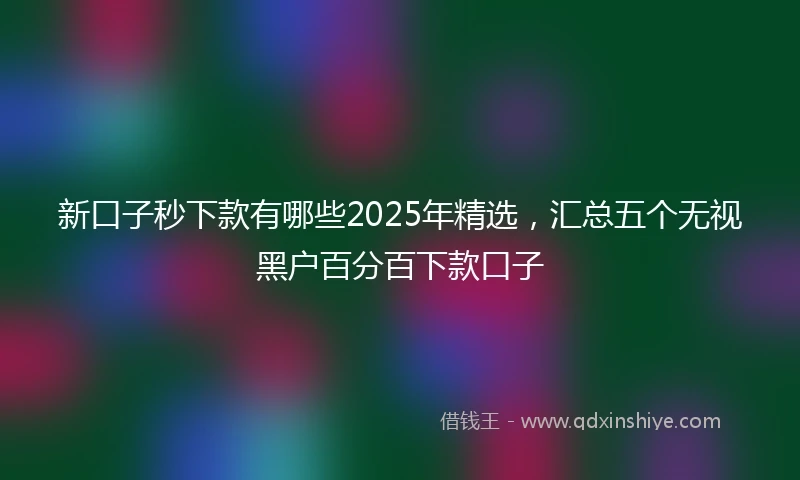 新口子秒下款有哪些2025年精选,汇总五个无视黑户百分百下款口子