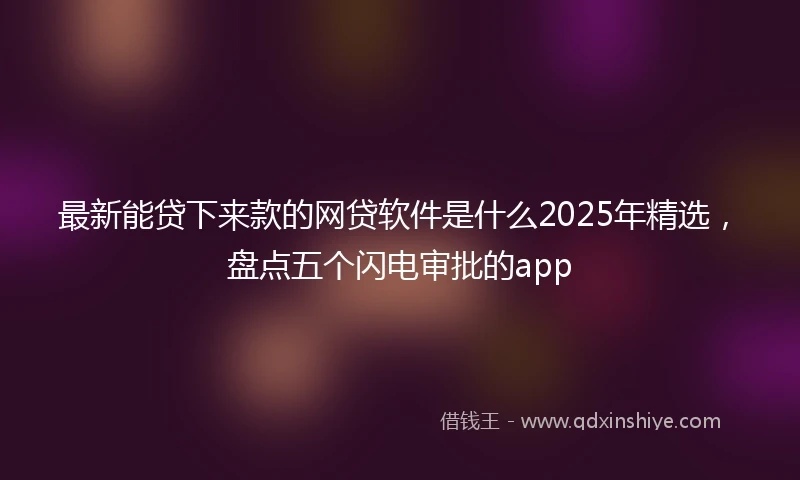 最新能贷下来款的网贷软件是什么2025年精选，盘点五个闪电审批的app