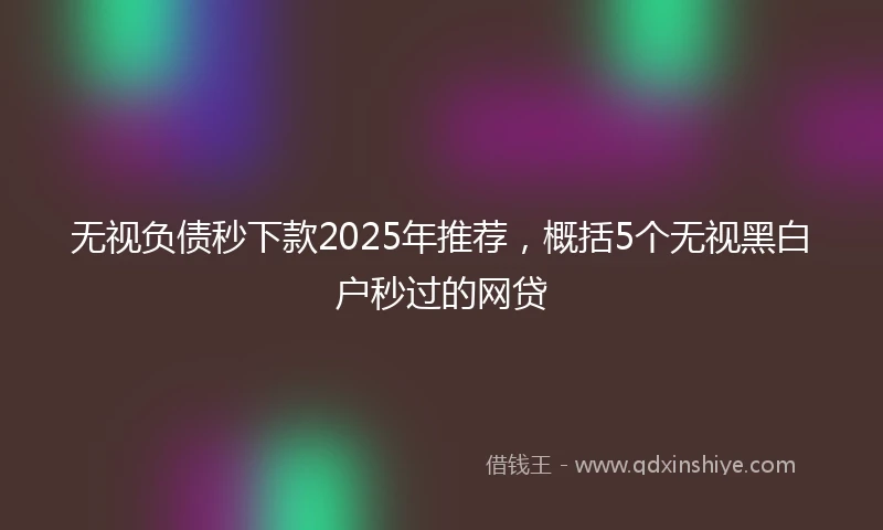 无视负债秒下款2025年推荐，概括5个无视黑白户秒过的网贷