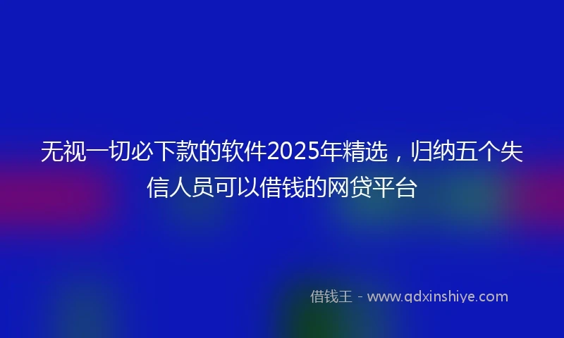 无视一切必下款的软件2025年精选，归纳五个失信人员可以借钱的网贷平台