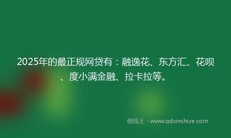 2025年的最正规网贷有：融逸花、东方汇、花呗、度小满金融、拉卡拉等。