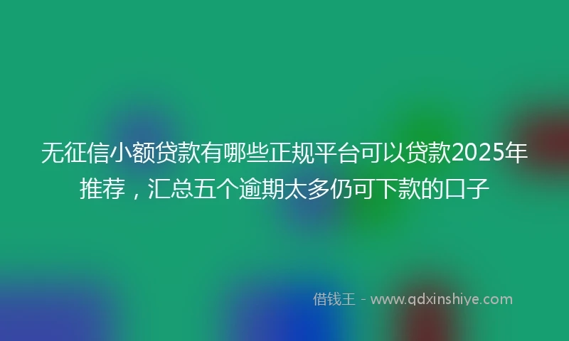 无征信小额贷款有哪些正规平台可以贷款2025年推荐，汇总五个逾期太多仍可下款的口子