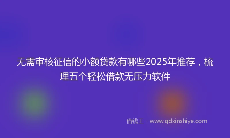 无需审核征信的小额贷款有哪些2025年推荐，梳理五个轻松借款无压力软件