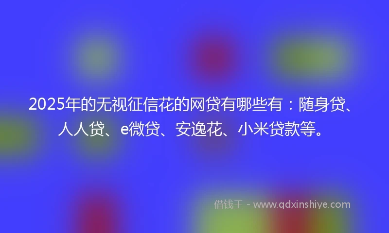 2025年的无视征信花的网贷有哪些有：随身贷、人人贷、e微贷、安逸花、小米贷款等。