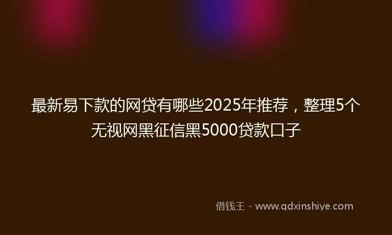 最新易下款的网贷有哪些2025年推荐,整理5个无视网黑征信黑5000贷款口子