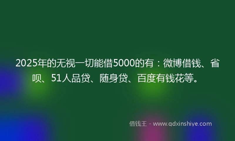 2025年的无视一切能借5000的有：微博借钱、省呗、51人品贷、随身贷、百度有钱花等。