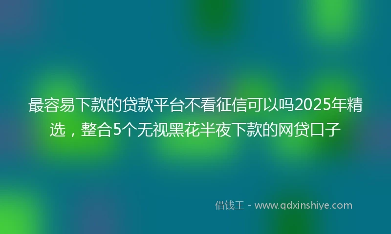 最容易下款的贷款平台不看征信可以吗2025年精选，整合5个无视黑花半夜下款的网贷口子