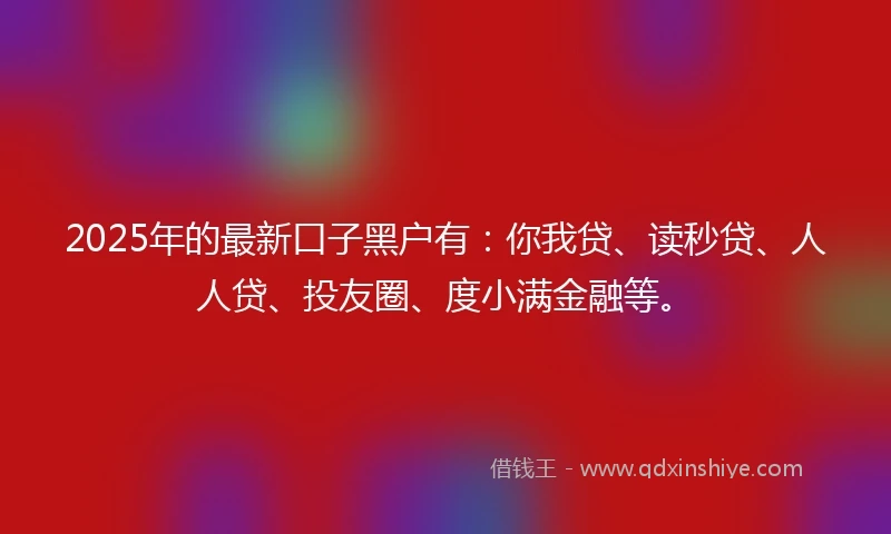 2025年的最新口子黑户有：你我贷、读秒贷、人人贷、投友圈、度小满金融等。