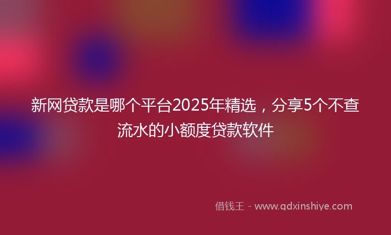 新网贷款是哪个平台2025年精选，分享5个不查流水的小额度贷款软件