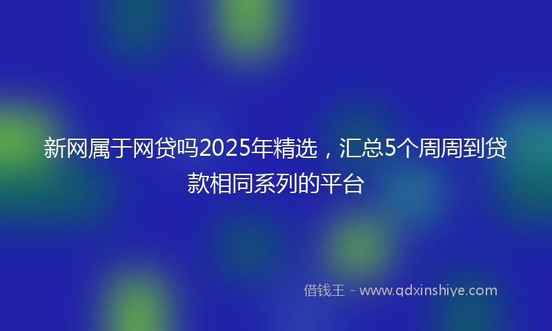 新网属于网贷吗2025年精选，汇总5个周周到贷款相同系列的平台