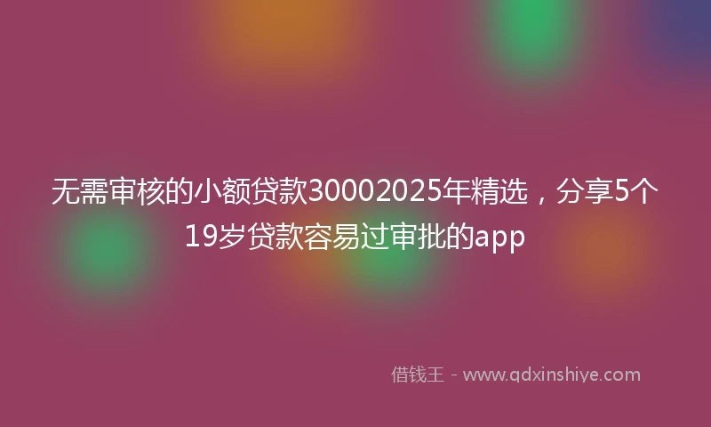 无需审核的小额贷款30002025年精选，分享5个19岁贷款容易过审批的app