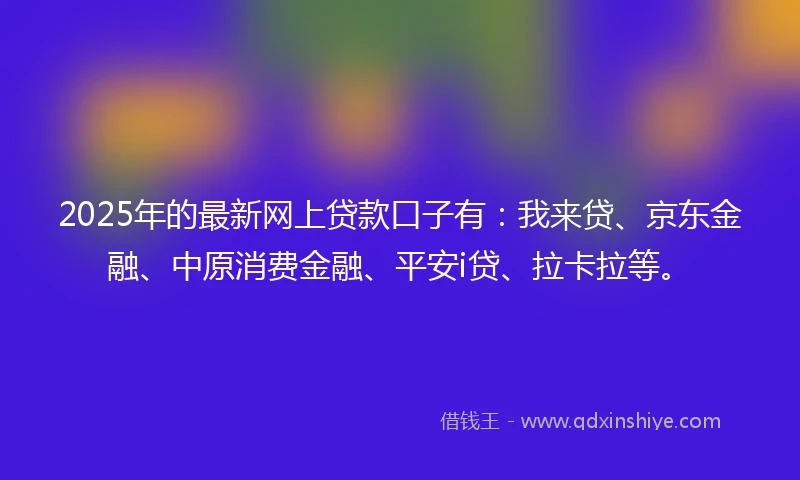 2025年的最新网上贷款口子有：我来贷、京东金融、中原消费金融、平安i贷、拉卡拉等。
