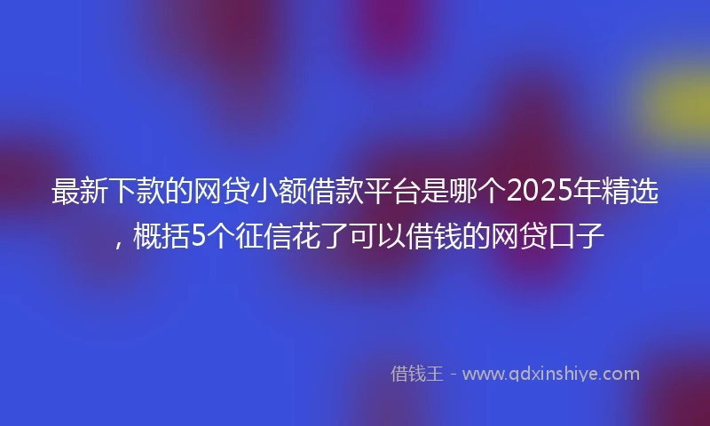 最新下款的网贷小额借款平台是哪个2025年精选，概括5个征信花了可以借钱的网贷口子
