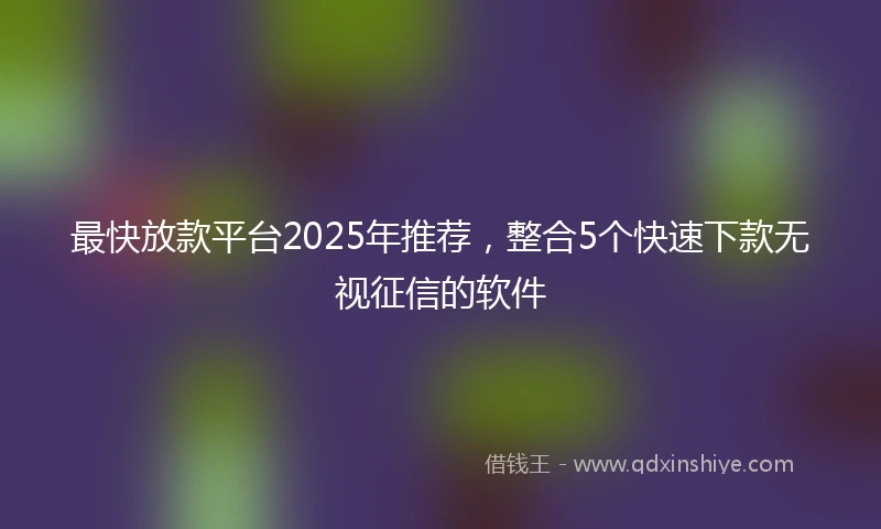 最快放款平台2025年推荐，整合5个快速下款无视征信的软件