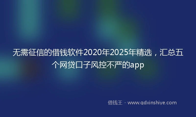 无需征信的借钱软件2020年2025年精选，汇总五个网贷口子风控不严的app
