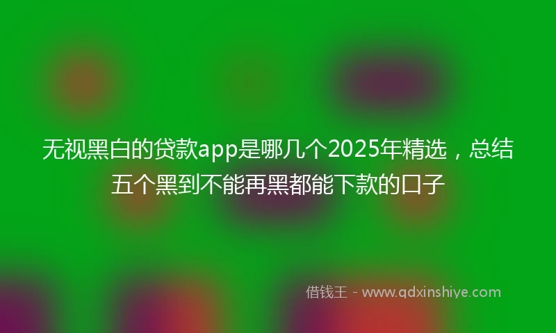 无视黑白的贷款app是哪几个2025年精选，总结五个黑到不能再黑都能下款的口子