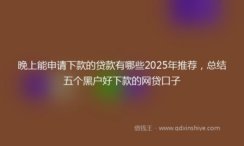 晚上能申请下款的贷款有哪些2025年推荐，总结五个黑户好下款的网贷口子