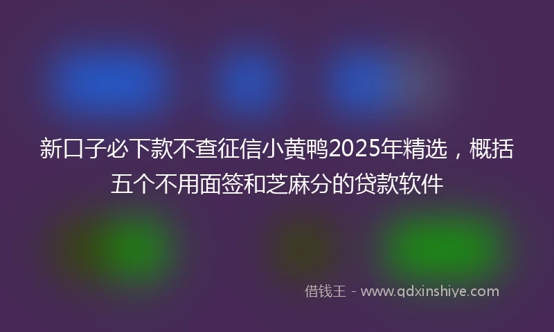 新口子必下款不查征信小黄鸭2025年精选，概括五个不用面签和芝麻分的贷款软件