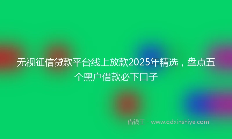 无视征信贷款平台线上放款2025年精选，盘点五个黑户借款必下口子