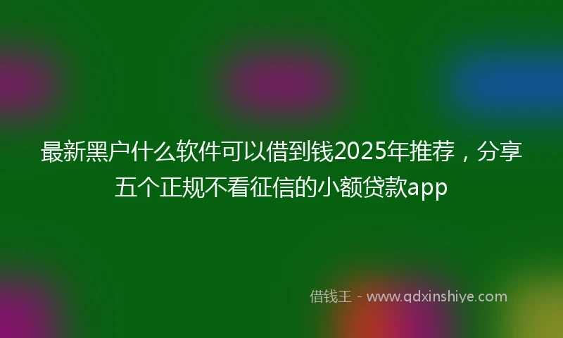 最新黑户什么软件可以借到钱2025年推荐，分享五个正规不看征信的小额贷款app