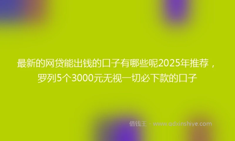 最新的网贷能出钱的口子有哪些呢2025年推荐,罗列5个3000元无视一切必下款的口子