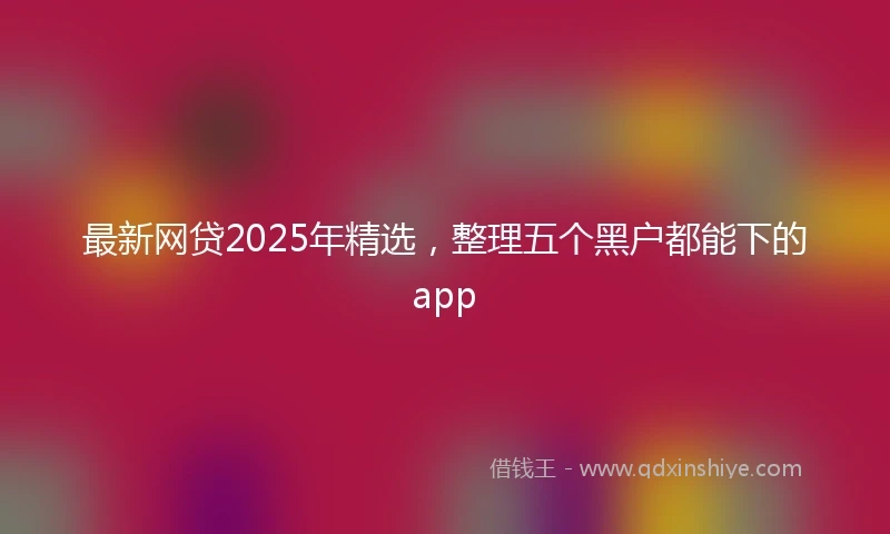 最新网贷2025年精选，整理五个黑户都能下的app