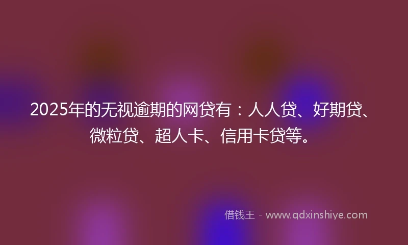 2025年的无视逾期的网贷有：人人贷、好期贷、微粒贷、超人卡、信用卡贷等。