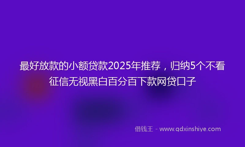 最好放款的小额贷款2025年推荐，归纳5个不看征信无视黑白百分百下款网贷口子