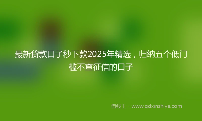 最新贷款口子秒下款2025年精选,归纳五个低门槛不查征信的口子