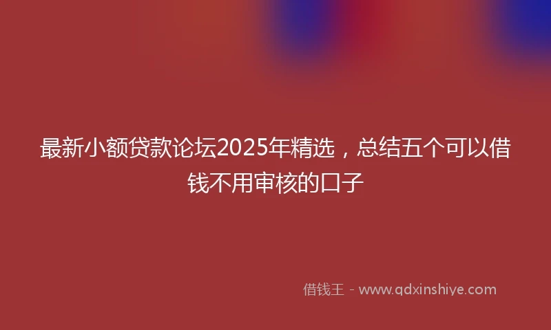 最新小额贷款论坛2025年精选，总结五个可以借钱不用审核的口子