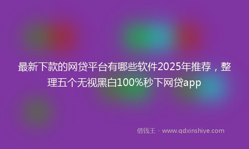 最新下款的网贷平台有哪些软件2025年推荐，整理五个无视黑白100%秒下网贷app