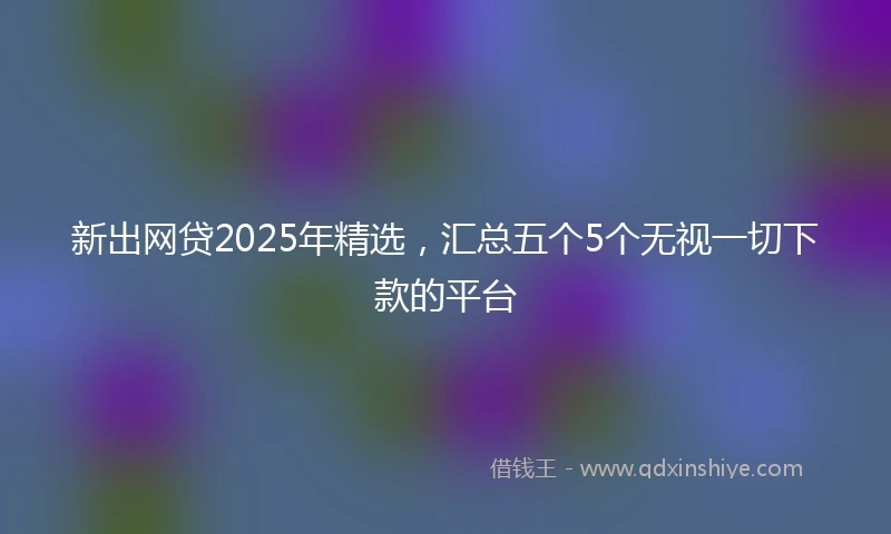 新出网贷2025年精选，汇总五个5个无视一切下款的平台