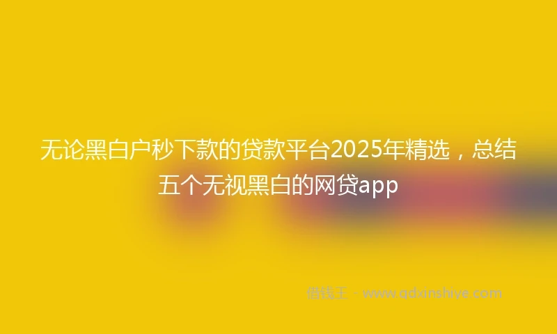 无论黑白户秒下款的贷款平台2025年精选，总结五个无视黑白的网贷app