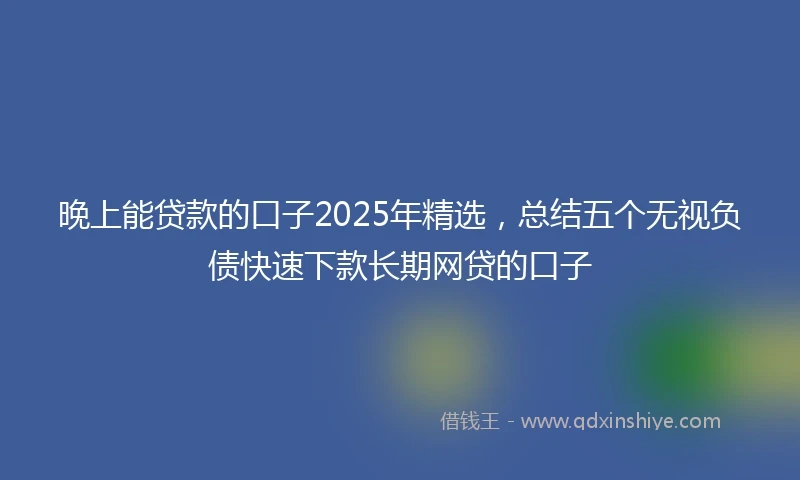 晚上能贷款的口子2025年精选，总结五个无视负债快速下款长期网贷的口子
